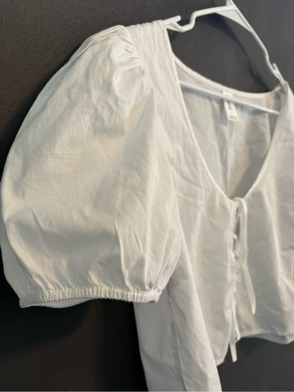 Abound Tie Front Cotton Poplin Crop Top White Large NWT - Picture 5 of 9